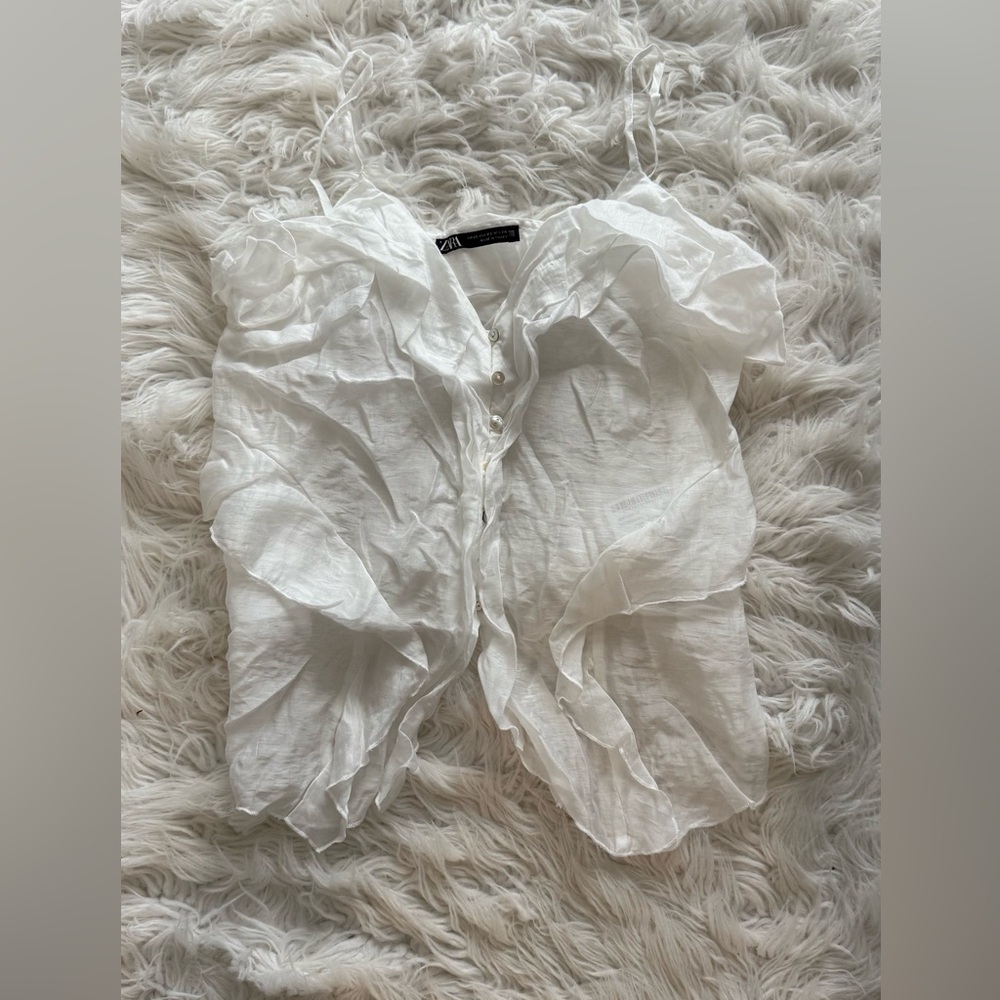 Zara Cream Ruched Sleeveless Camisole